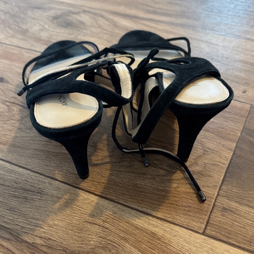 ANTONIO MELANI Black Suede Women's Sandals - Picture 2 of 3